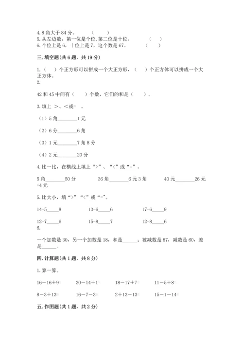 人教版一年级下册数学期末测试卷及参考答案（研优卷）.docx