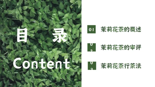 茉莉花茶满墙绿色植物通用PPT模板