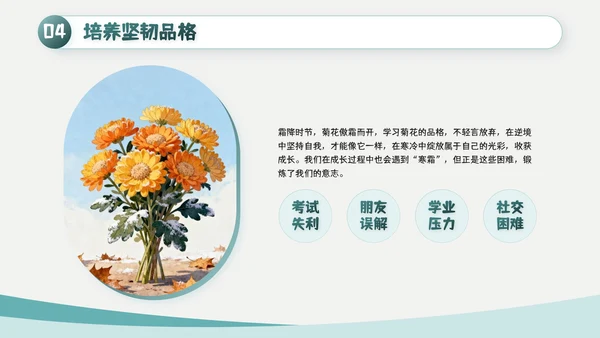 绿色简约风霜降主题班会PPT模板