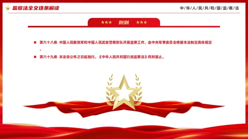 红色大气庄严监察法解读学习培训PPT条例监察