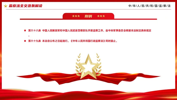 红色大气庄严监察法解读学习培训PPT条例监察