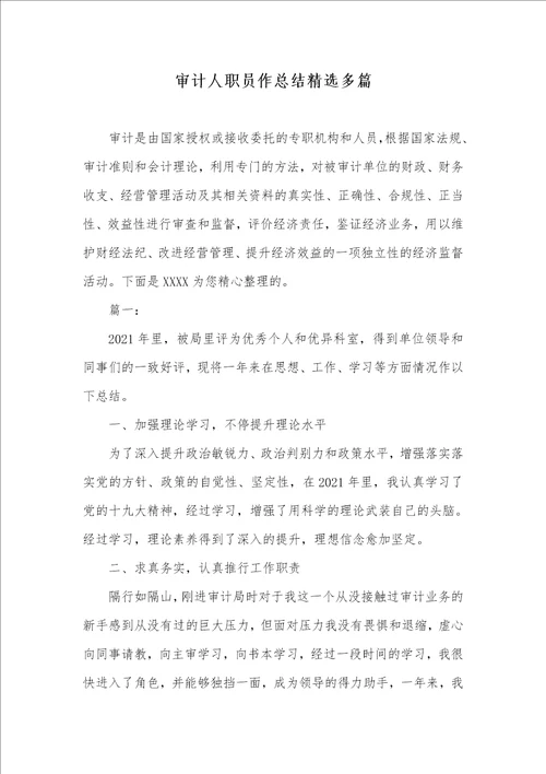 审计人职员作总结精选多篇