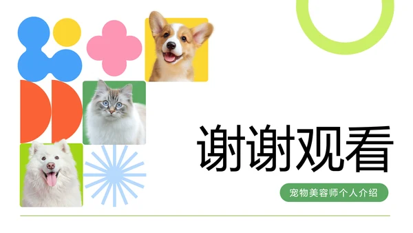 彩色简约几何风宠物行业职业介绍PPT模板