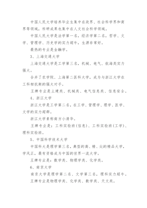 985大学档次排名及王牌专业介绍.docx