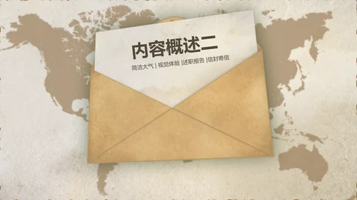 复古大气风格拆开信封ppt动态模板