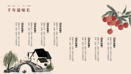 中国风工笔画《长安的荔枝》读书分享PPT模板