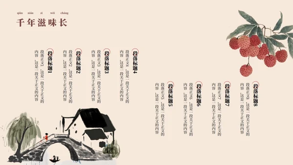 中国风工笔画《长安的荔枝》读书分享PPT模板