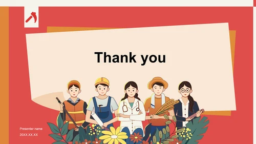 红色插画风国际劳动节介绍PPT主题
