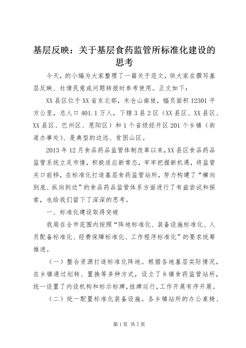 基层反映：关于基层食药监管所标准化建设的思考.docx