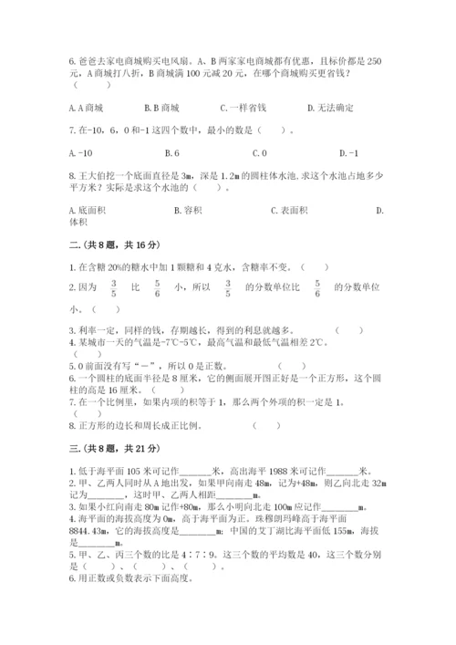人教版数学小升初模拟试卷（培优a卷）.docx