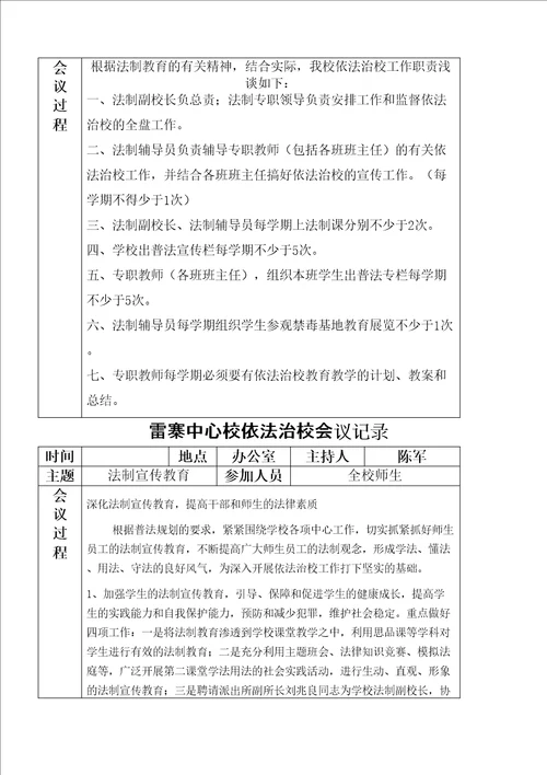 中心小学依法治校会议记录