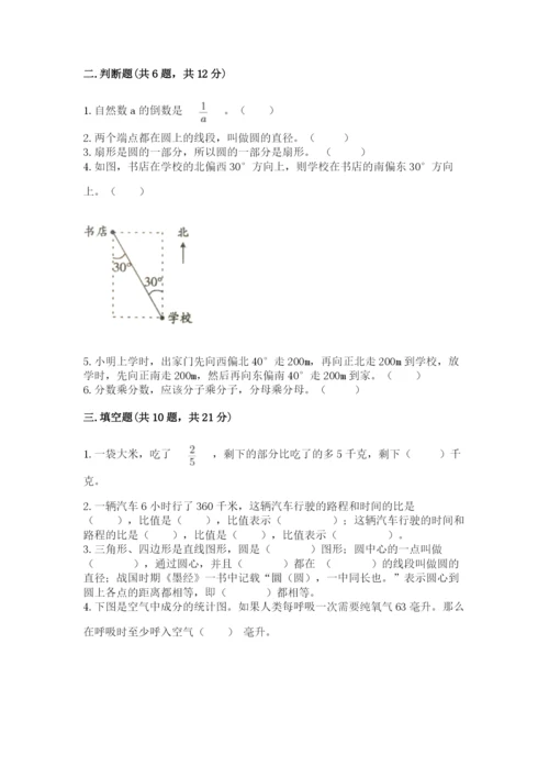 2022人教版六年级上册数学期末测试卷带答案（考试直接用）.docx