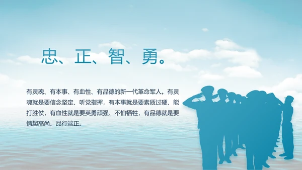 蓝色大气中国海军部队工作总结PPT