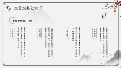 黑灰色水墨风文言文精讲PPT模板