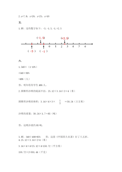 人教版数学六年级下册试题期末模拟检测卷附答案【达标题】.docx