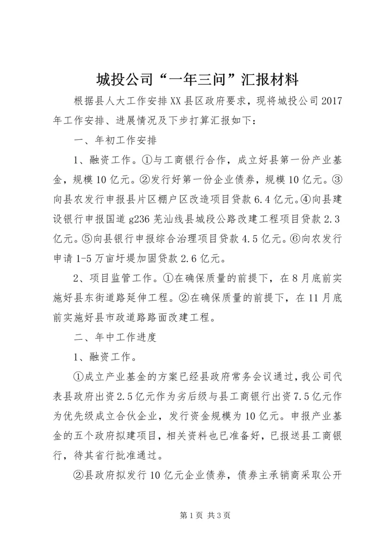 城投公司“一年三问”汇报材料.docx