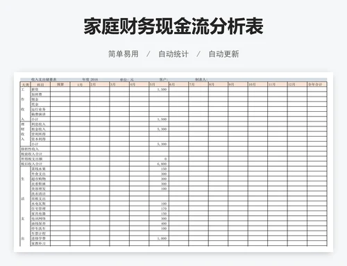 家庭财务现金流分析表