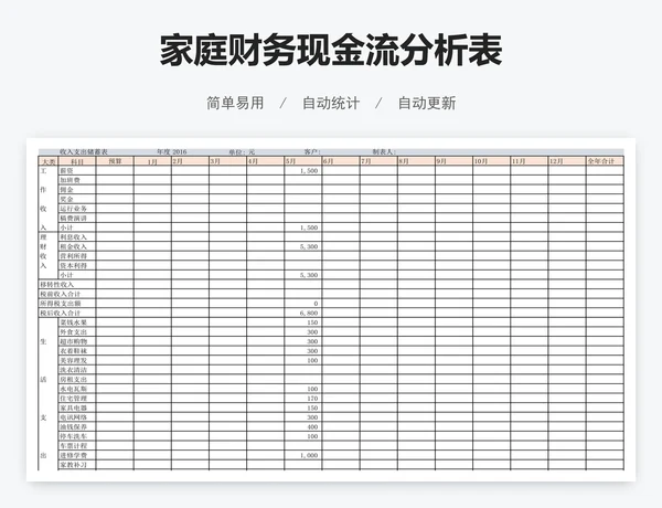 家庭财务现金流分析表