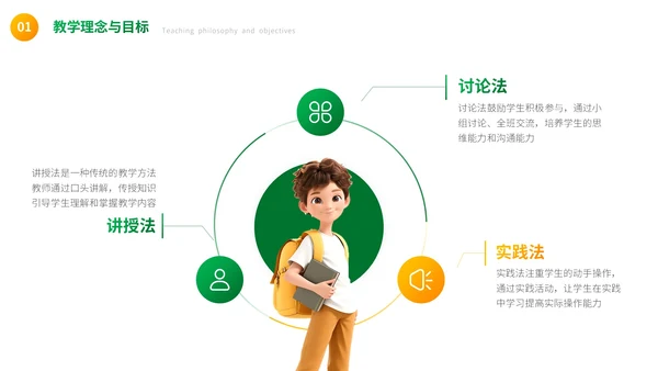 绿色卡通教学通用PPT模板