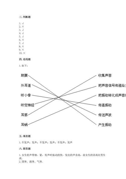 教科版科学四年级上册第一单元《声音》测试卷含答案【研优卷】.docx
