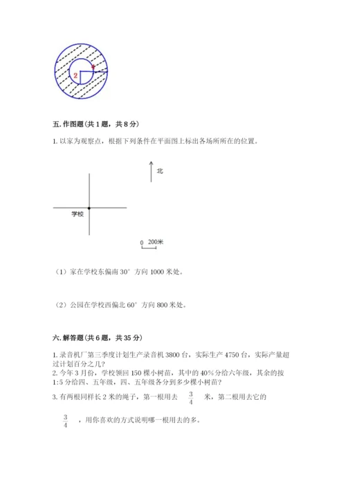 2022六年级上册数学期末测试卷（夺分金卷）.docx