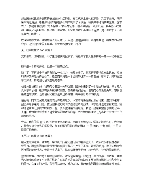 关于初中的作文500字7篇