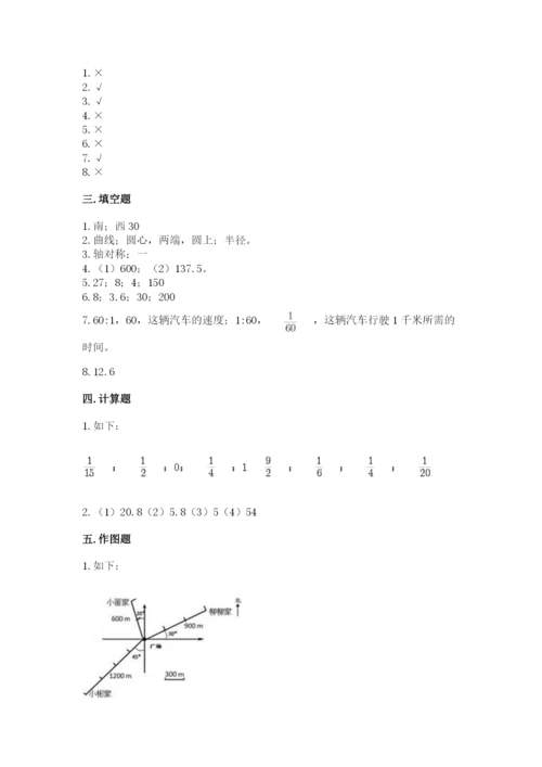人教版小学六年级上册数学期末测试卷可打印.docx
