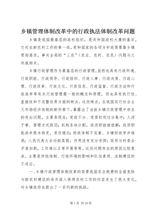 乡镇管理体制改革中的行政执法体制改革问题.docx