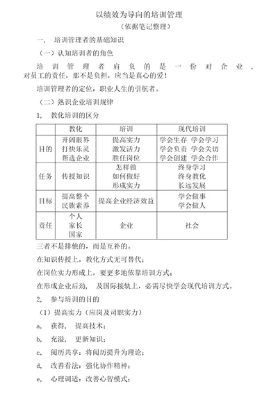 以绩效为导向的培训管理