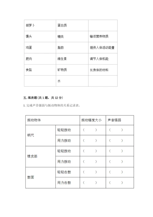 教科版四年级上册科学期末测试卷带答案下载.docx