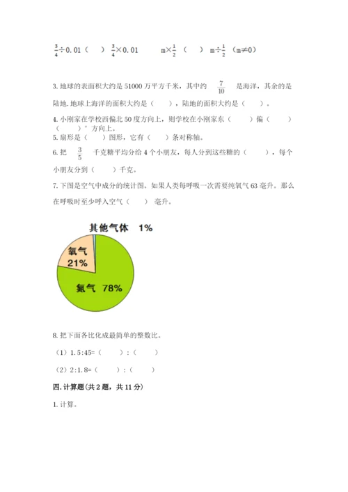 小学六年级上册数学期末测试卷含答案【精练】.docx