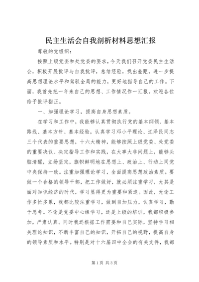 民主生活会自我剖析材料思想汇报.docx