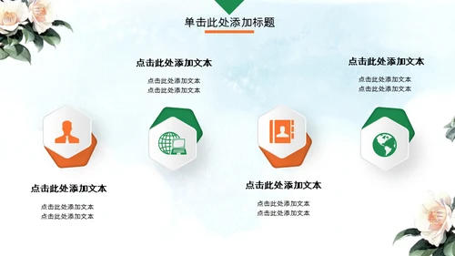 中式水彩画鸟语花香述职报告通用PPT模板