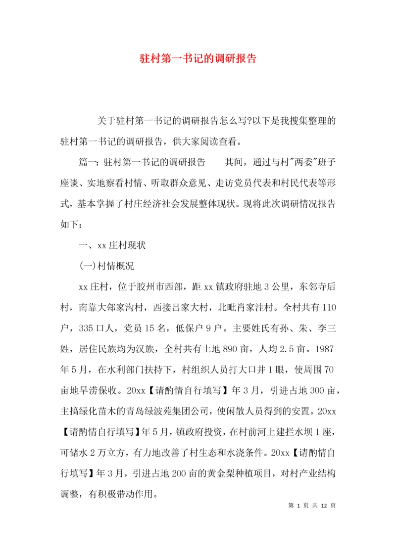 (精选)驻村第一书记的调研报告.docx