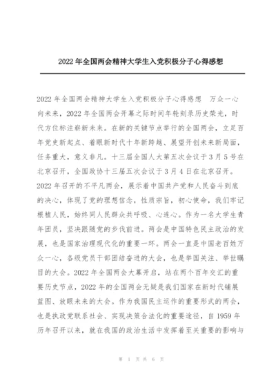 2022年全国两会精神大学生入党积极分子心得感想.docx