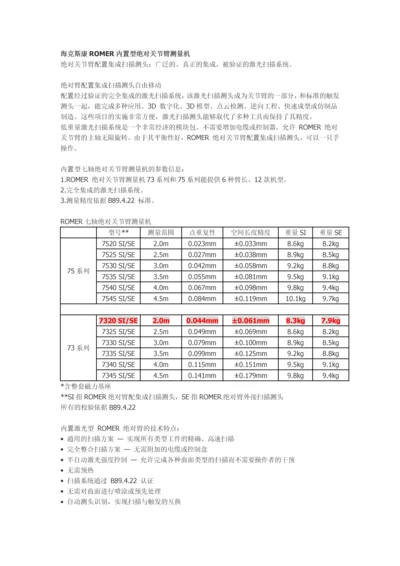 海克斯康ROMER内置型绝对关节臂测量机.docx