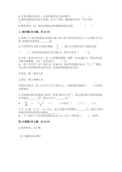 饶阳县六年级下册数学期末测试卷完美版.docx