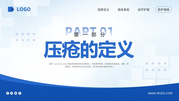蓝色简约压疮的护理培训PPT模板宣传PPT动态PPT