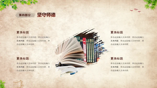 黄色复古不忘初心坚守师德教师师德师风培训PPT