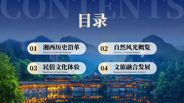 蓝色风格张家界旅游推介PPT模板