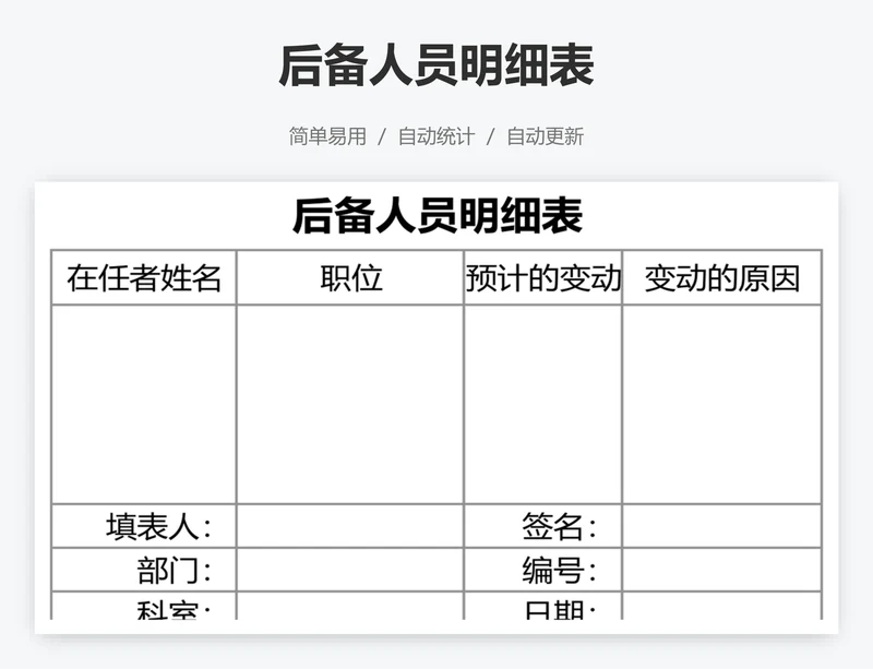 后备人员明细表
