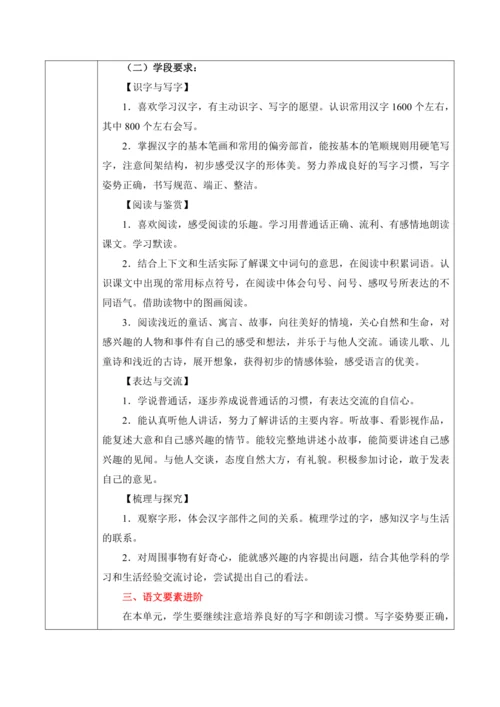 【新课标】统编版语文一上第6单元大单元解析与规划