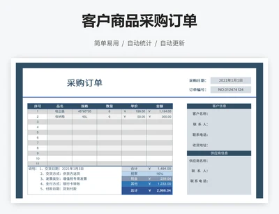 客户商品采购订单