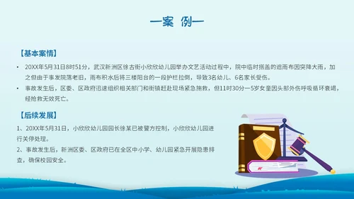 蓝色简约剪纸幼儿园教师法培训主题PPT模板法律