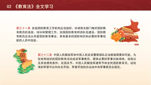 2024中华人民共和国国防教育法全文解读学习PPT课件
