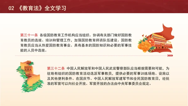 2024中华人民共和国国防教育法全文解读学习PPT课件