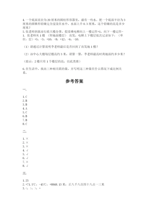 人教版小升初数学模拟试卷（全优）.docx