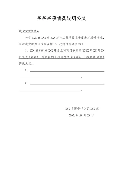 情况说明公文模板