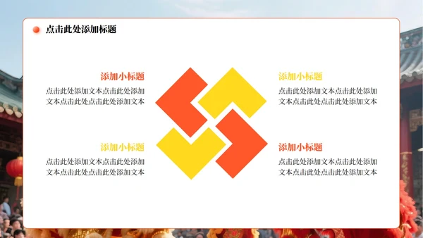 橙黄色中国风醒狮实景传统文化介绍主题PPT模板