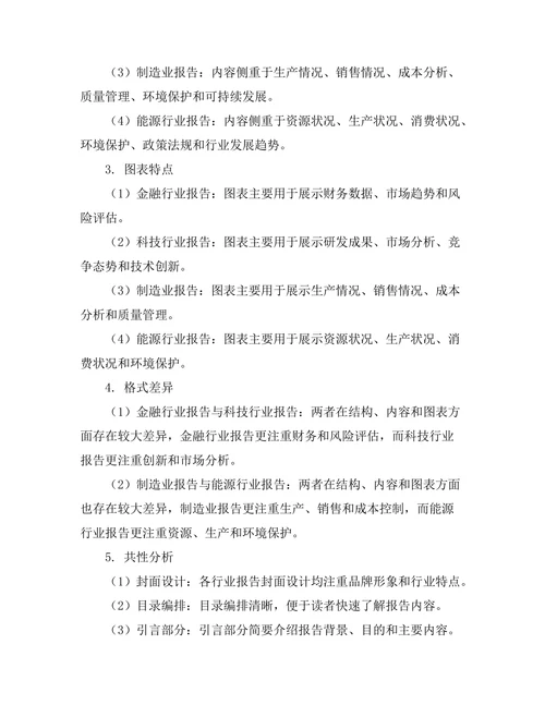 不同行业报告格式的比较研究